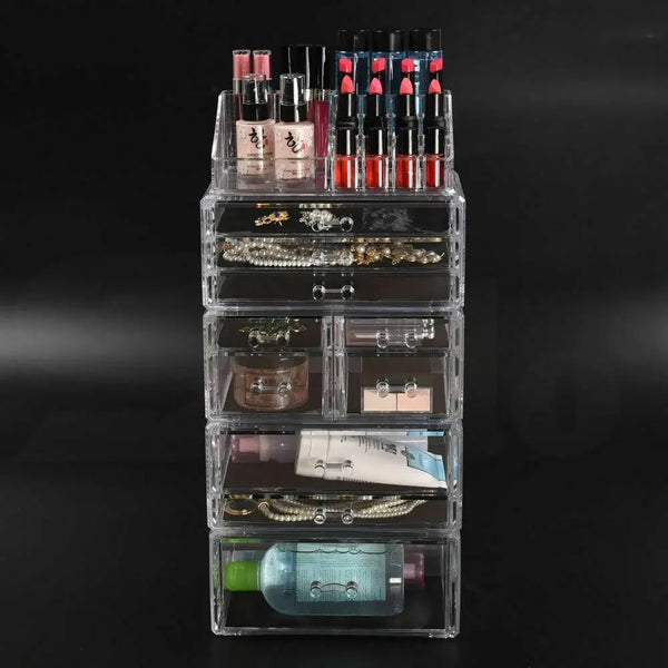 10 Drawers Cosmetic Makeup Organizer Storage Jewellery Box Clear Acrylic Deals499