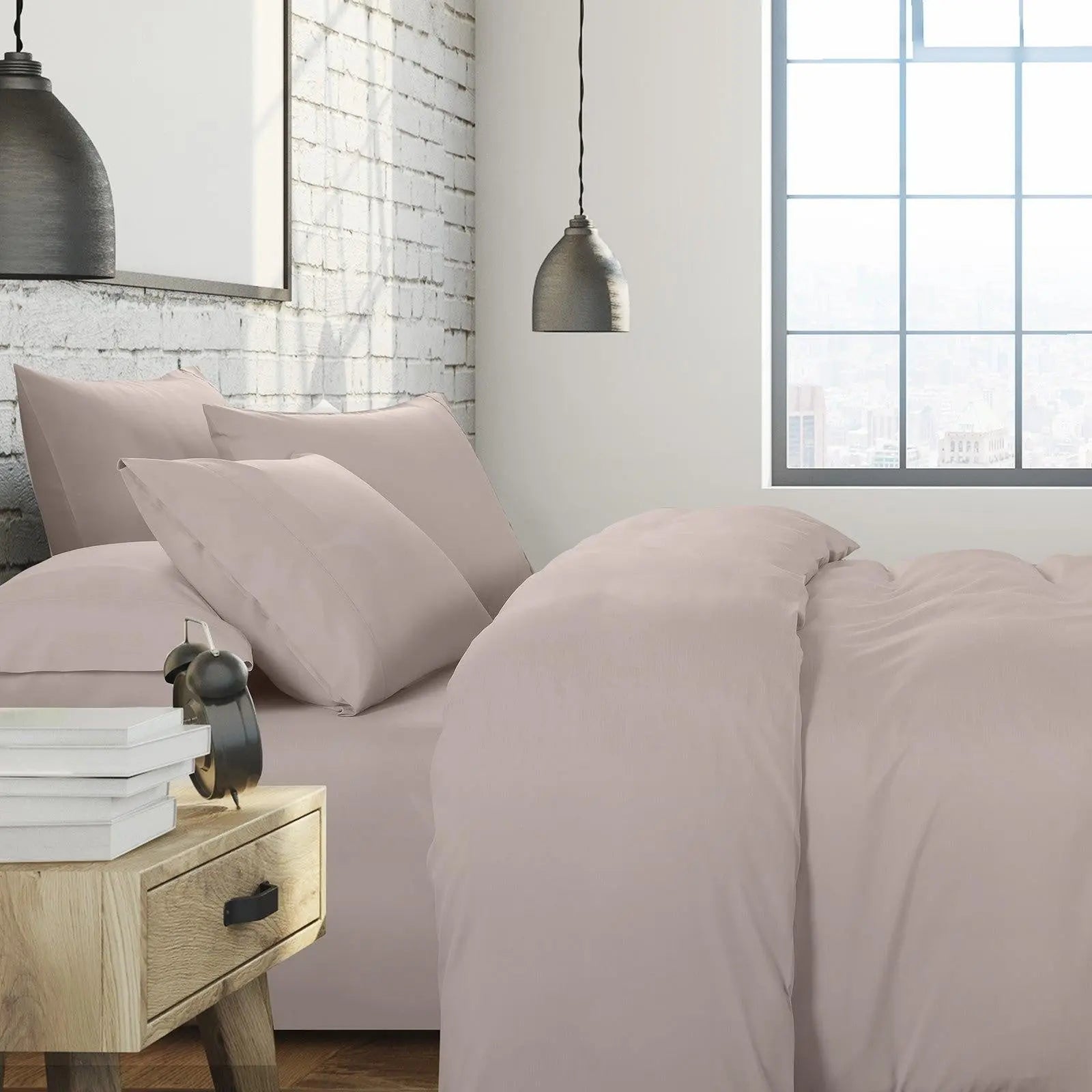 1500 Thread Count 6 Piece Combo And 2 Pack Duck Feather Down Pillows Bedding Set Stone King Deals499