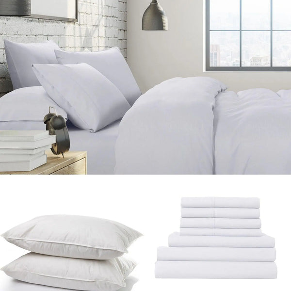 1500 Thread Count 6 Piece Combo And 2 Pack Duck Feather Down Pillows Bedding Set Stone King Deals499