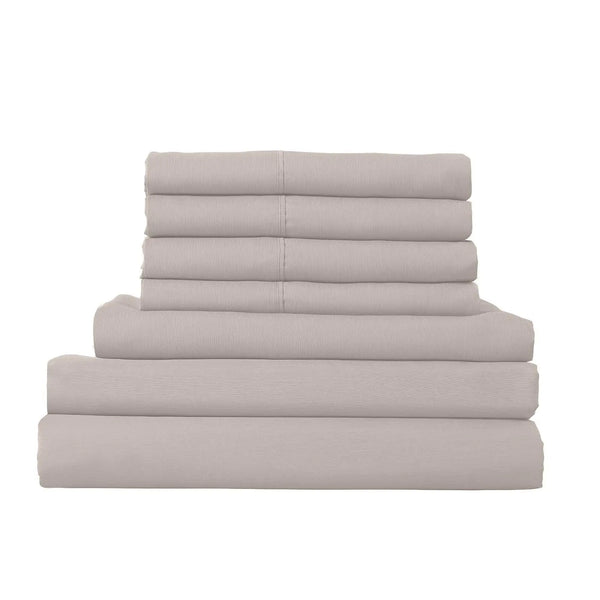 1500 Thread Count 6 Piece Combo And 2 Pack Duck Feather Down Pillows Bedding Set Stone Queen Deals499