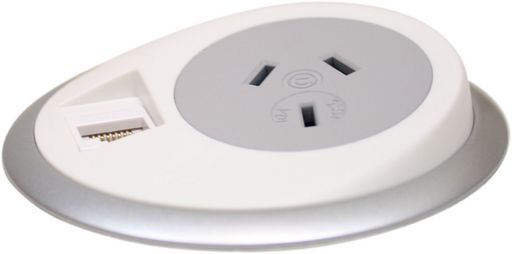OE Elsafe: Pixel 1 x GPO / 1 x Data Coupler with 2000mm Lead with 10A three pin plug - White/Silver Deals499