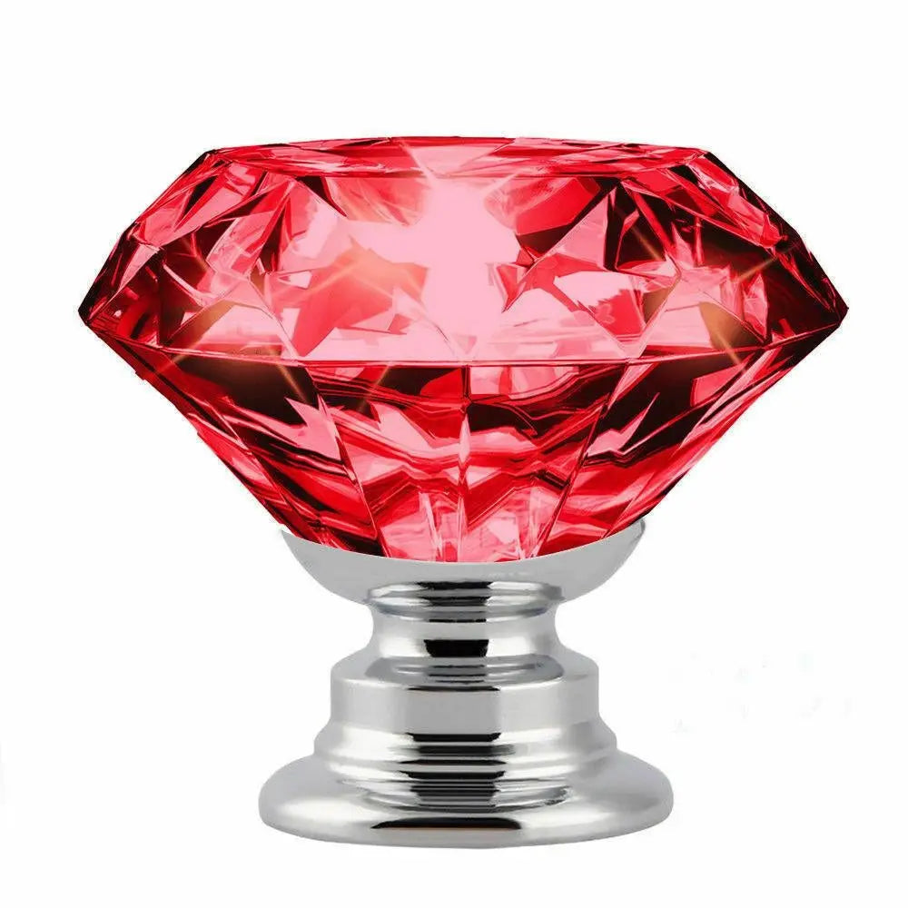 16 Pcs Red Crystal Knobs Diamond 30mm Diameter Door Cabinet Handle Deals499