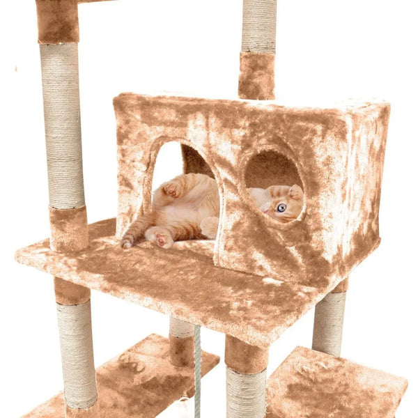 183cm Cat Scratching Post Tree Gym House Condo Furniture Scratcher Pole Brown Deals499