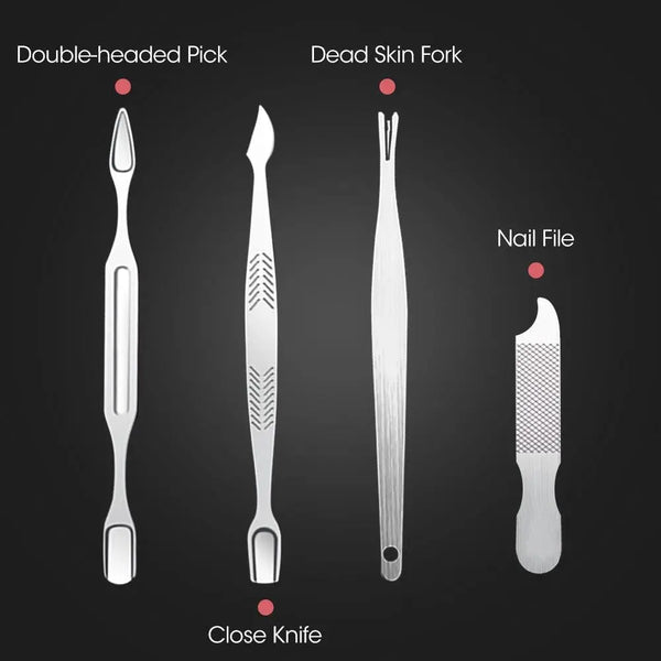 18PCS Manicure Pedicure Stainless Toe Nail Clippers Kit Cuticle Grooming Tools Deals499