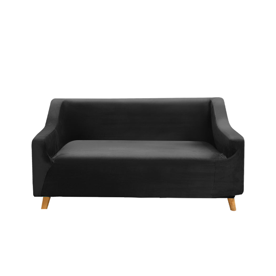 Couch High Stretch Sofa Lounge Cover Protector Recliner Slipcover 2 Seater Black Deals499
