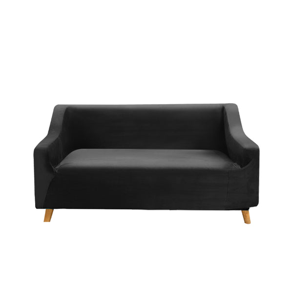 Couch High Stretch Sofa Lounge Cover Protector Recliner Slipcover 2 Seater Black Deals499