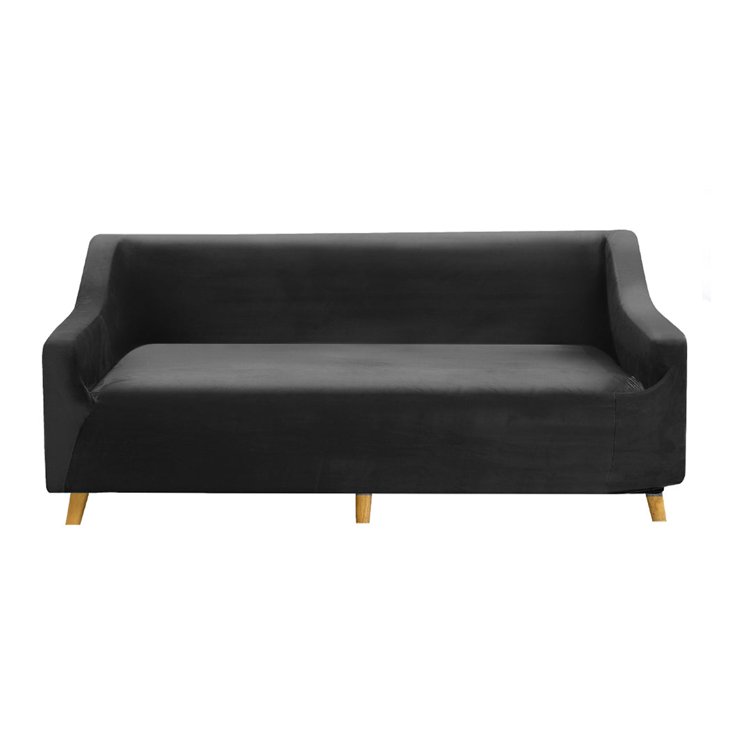 Couch High Stretch Sofa Lounge Cover Protector Recliner Slipcover 4 Seater Black Deals499