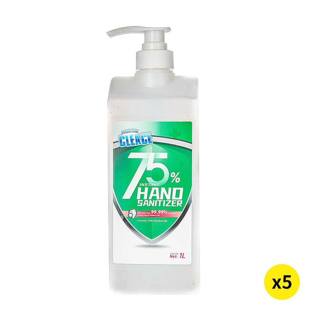 Cleace 5x Hand Sanitiser Sanitizer Instant Gel Wash 75% Alcohol 1000ML Deals499