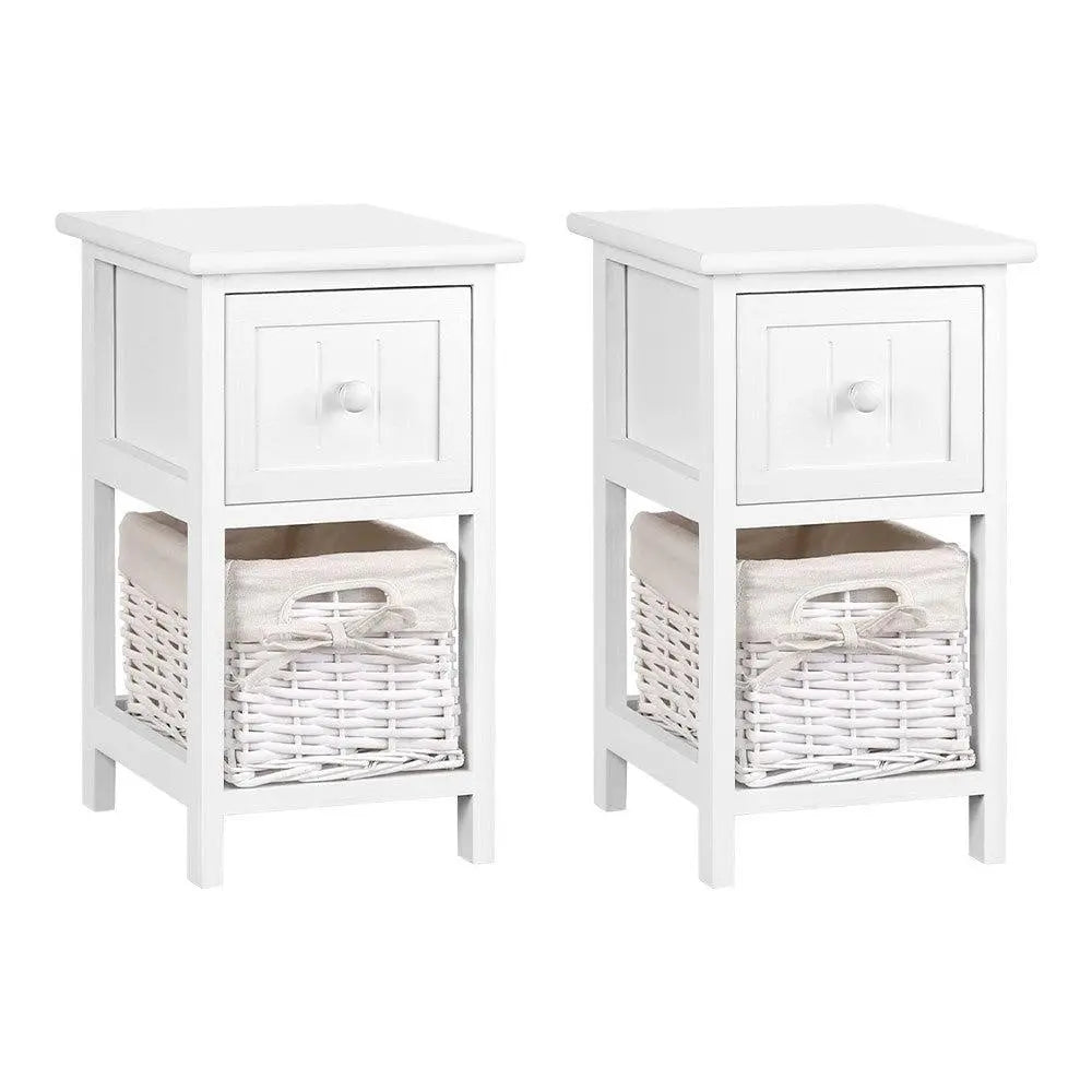 2 PCS Artiss Bedside Table - White Deals499