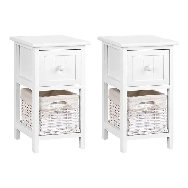 2 PCS Artiss Bedside Table - White Deals499