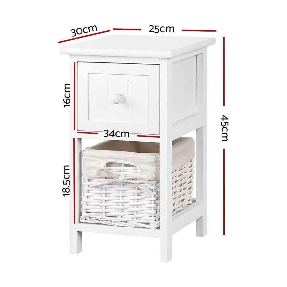 2 PCS Artiss Bedside Table - White Deals499