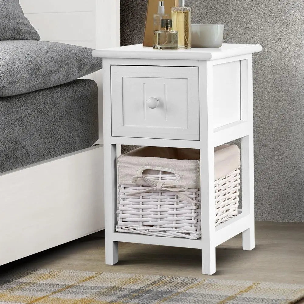 2 PCS Artiss Bedside Table - White Deals499