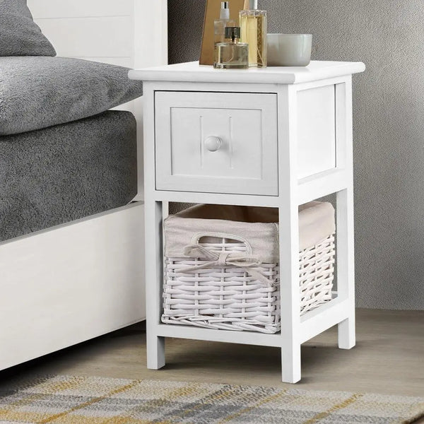 2 PCS Artiss Bedside Table - White Deals499