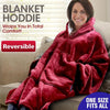 2 Pcs DreamZ Plush Fleece Sherpa Hoodie Sweatshirt Huggle Blanket Pajamas Red DreamZ