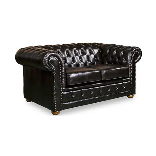 2 Seater Genuine Leather Upholstery Deep Quilting Pocket Spring Button Studding Sofa Lounge Set for Living Room Couch In Brown Colour Deals499