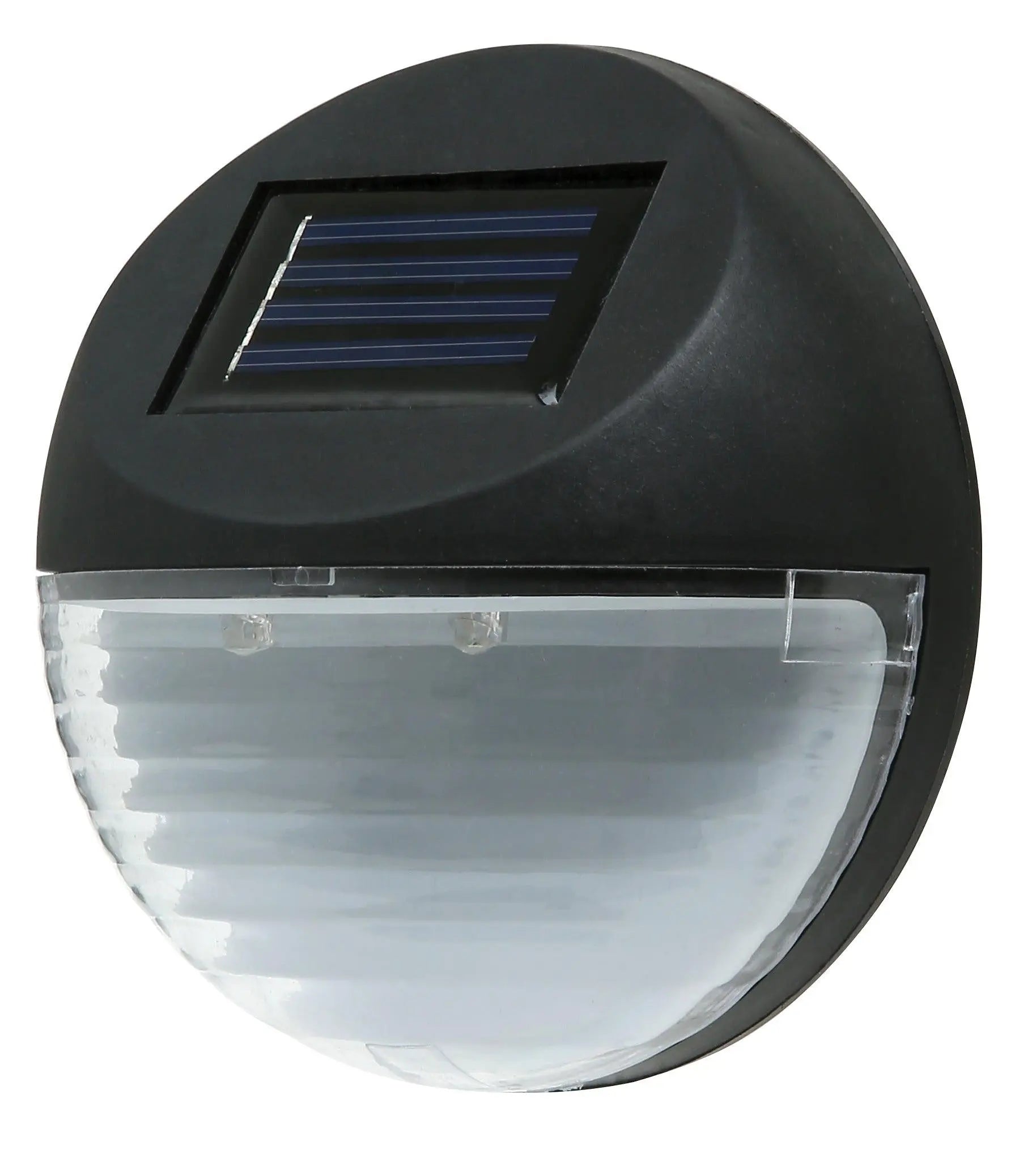 2 X Fence Lights Round Solar Powered LED Waterproof Outdoor Garden Wall Pathway Black Pack Deals499