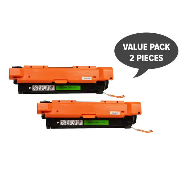 2 x CE250X #504X Black Premium Generic Toner HP