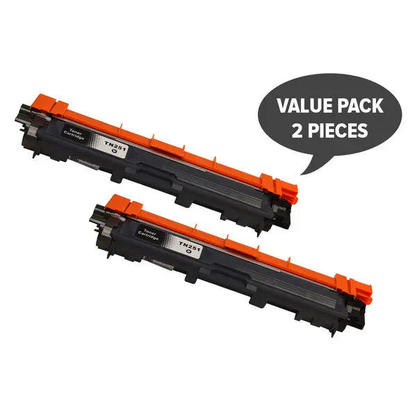 2 x TN-251 Black Premium Generic Toner BROTHER