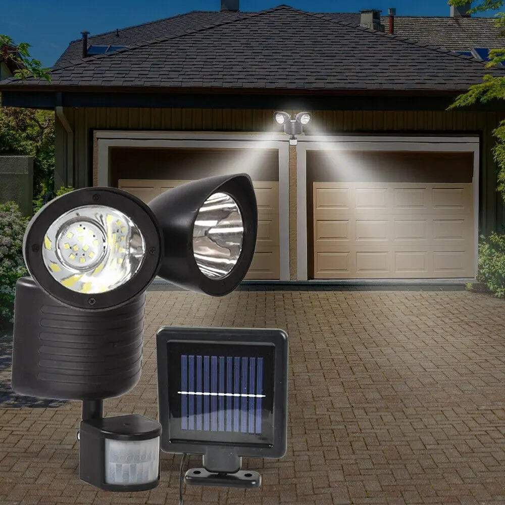 22 LED Solar Powered Dual Light Flood Lamp Security PIR Motion Sensor Outdoor Deals499