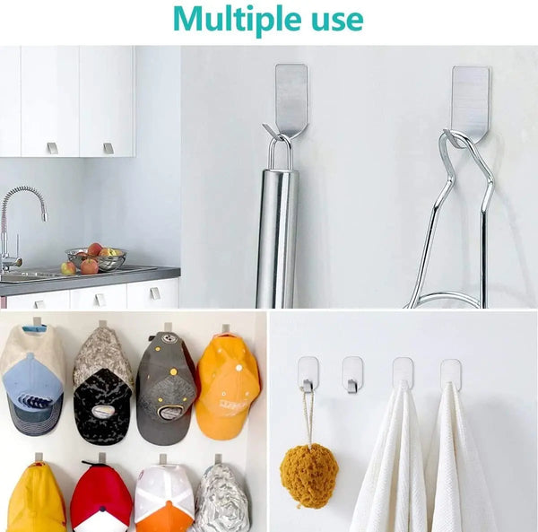 23 Pieces Stainless Steel Waterproof Self Adhesive Dual Wall Hooks for Bathroom, Bedroom and Kitchen Deals499