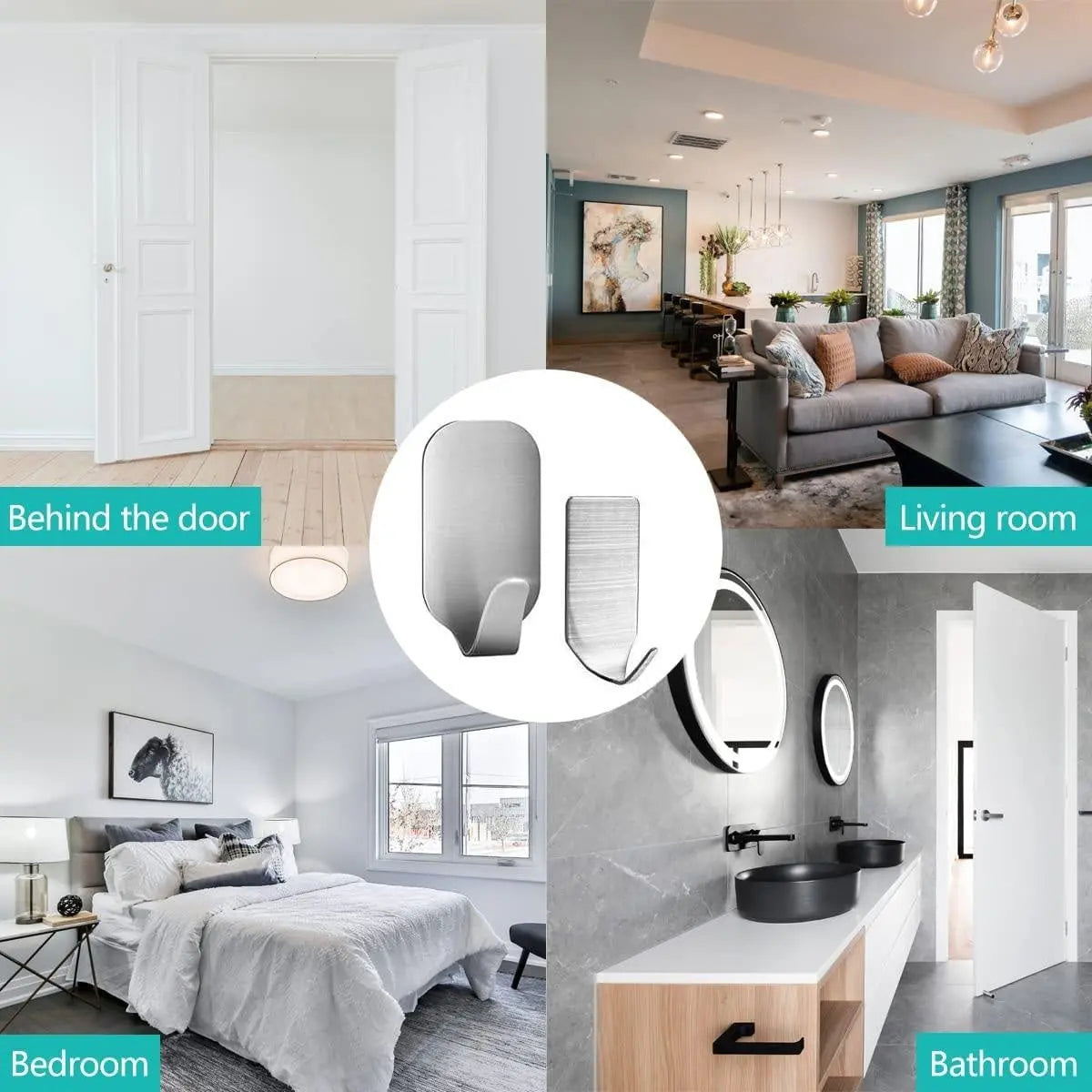 23 Pieces Stainless Steel Waterproof Self Adhesive Dual Wall Hooks for Bathroom, Bedroom and Kitchen Deals499