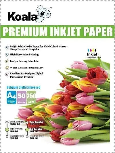 250gm A4 Matte Embossed Belgium (50 Sheets) KOALA