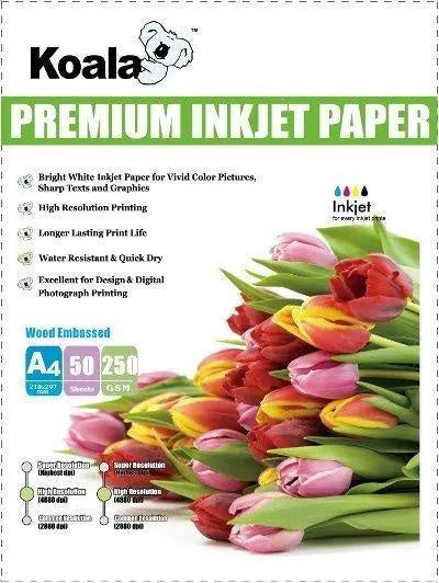 250gm A4 Matte Embossed Wood (50 Sheets) KOALA