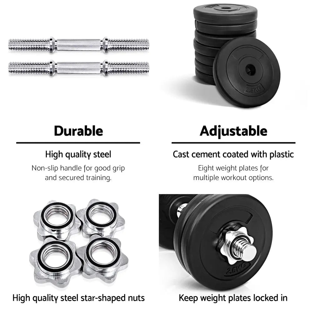 25kg Dumbbells Dumbbell Set Weight Plates Home Gym Fitness Exercise Deals499