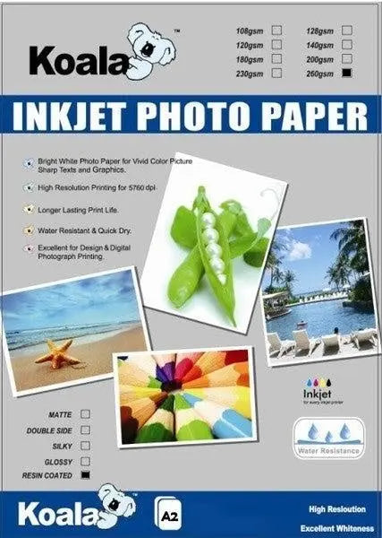 260gm A2 RC Glossy Photo (20 Sheets) KOALA