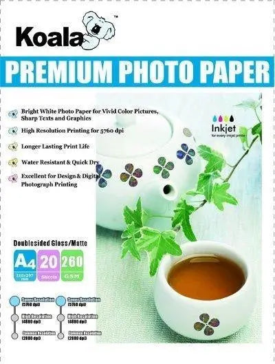 260gm A4 DS High Gloss/Matte Photo (20 Sheets) KOALA