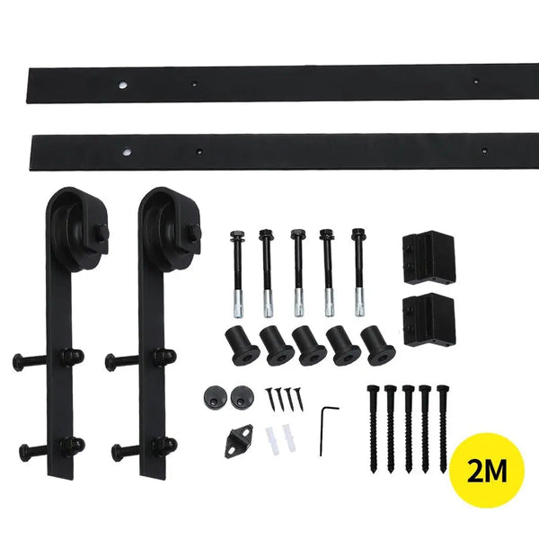 2M Antique Classic Style Single Sliding Barn Door Hardware Track Roller Kit Deals499