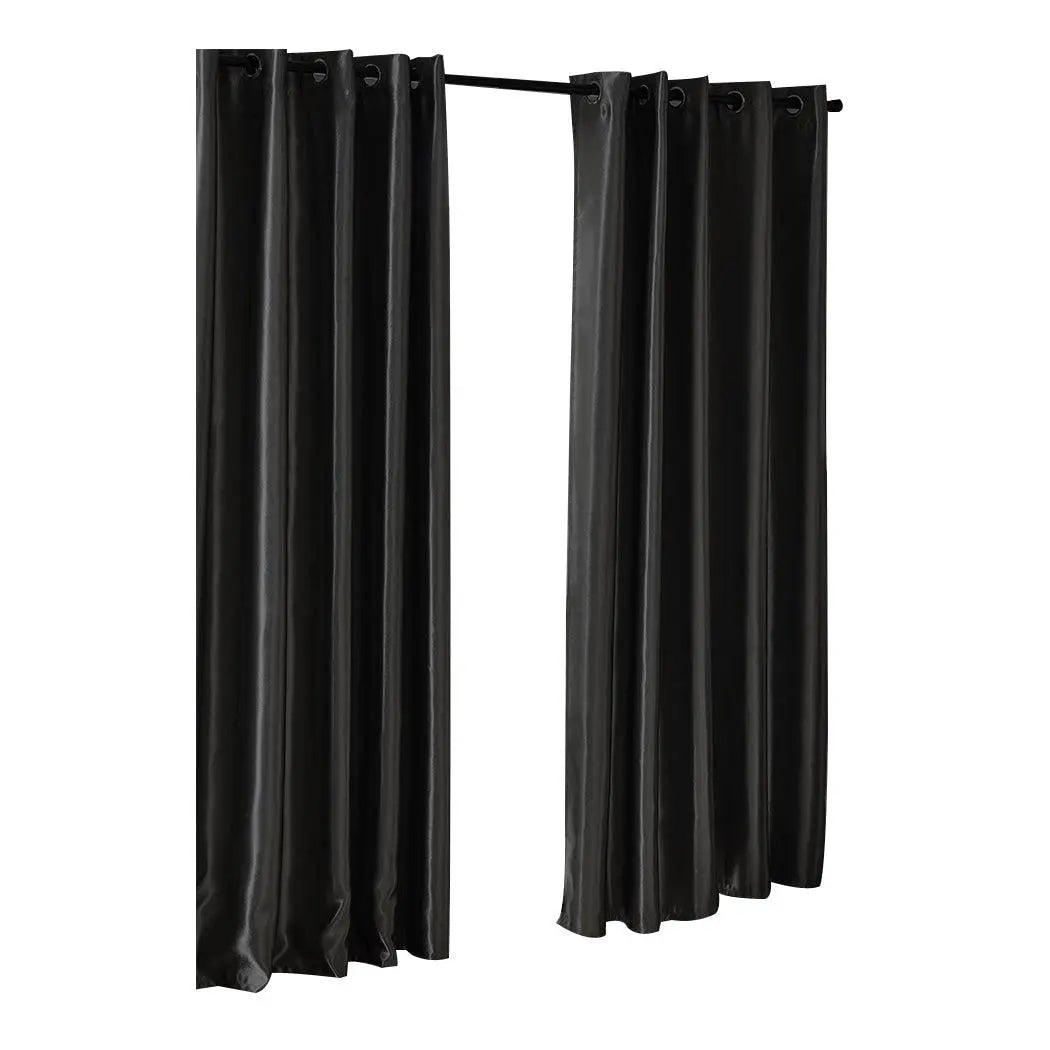 2X Blockout Curtains Blackout Curtain Bedroom Window Eyelet Black 140CM x 230CM Deals499