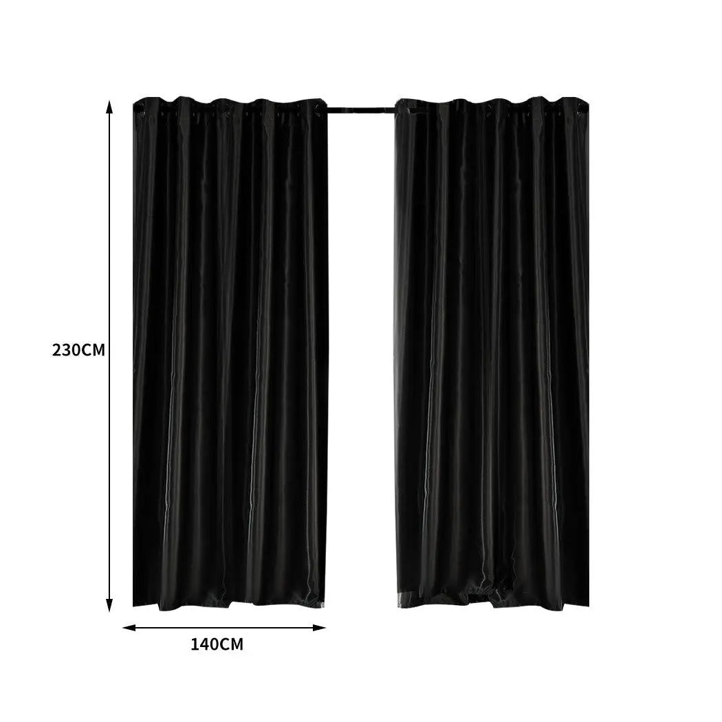 2X Blockout Curtains Blackout Curtain Bedroom Window Eyelet Black 140CM x 230CM Deals499
