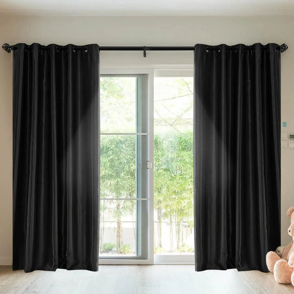 2X Blockout Curtains Blackout Curtain Bedroom Window Eyelet Black 140CM x 244CM Deals499