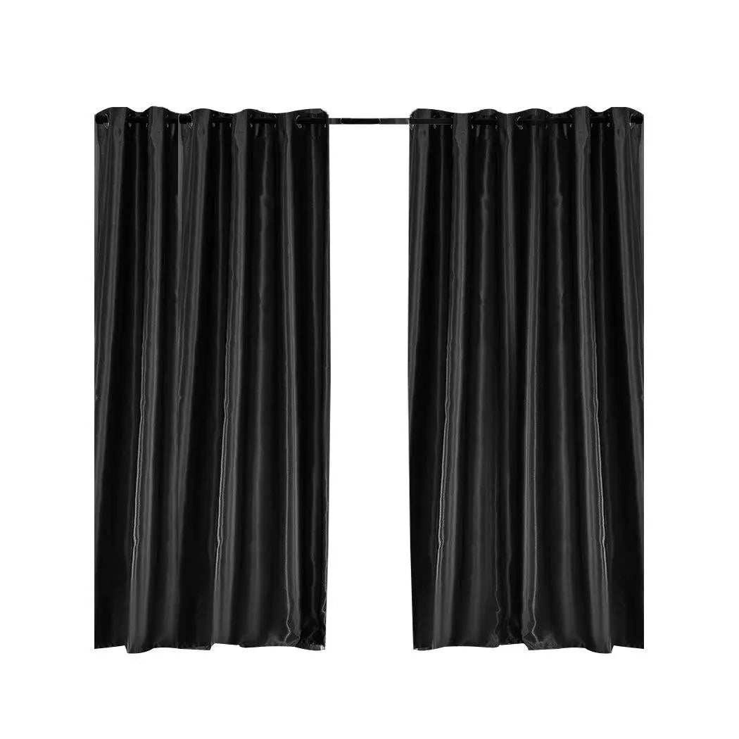 2X Blockout Curtains Blackout Curtain Bedroom Window Eyelet Black 180CM x 213CM Deals499