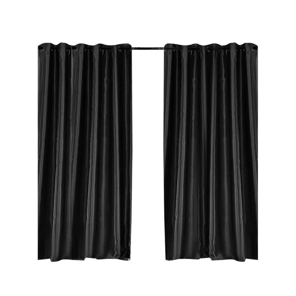 2X Blockout Curtains Blackout Curtain Bedroom Window Eyelet Black 180CM x 213CM Deals499