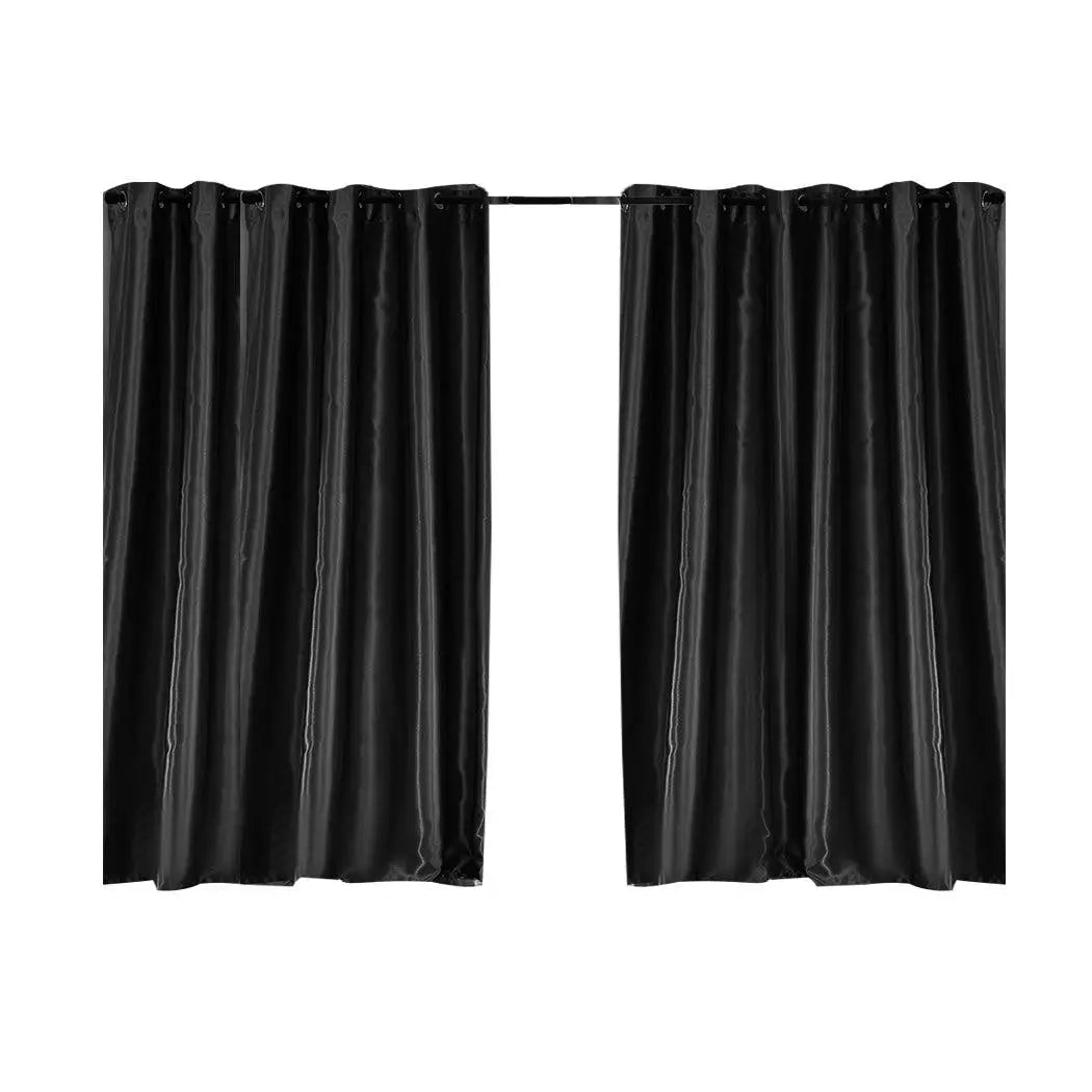 2X Blockout Curtains Blackout Curtain Bedroom Window Eyelet Black 300CM x 230CM Deals499