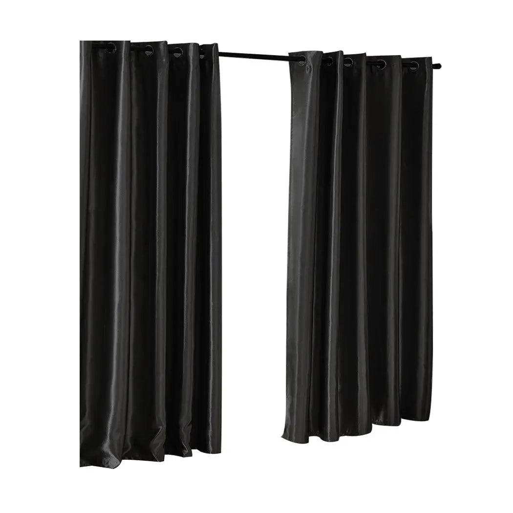 2X Blockout Curtains Blackout Curtain Bedroom Window Eyelet Black 300CM x 230CM Deals499