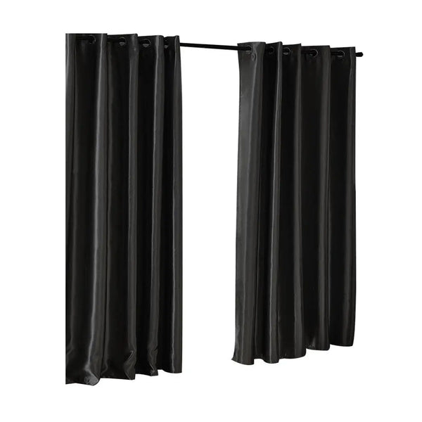 2X Blockout Curtains Blackout Curtain Bedroom Window Eyelet Black 300CM x 230CM Deals499