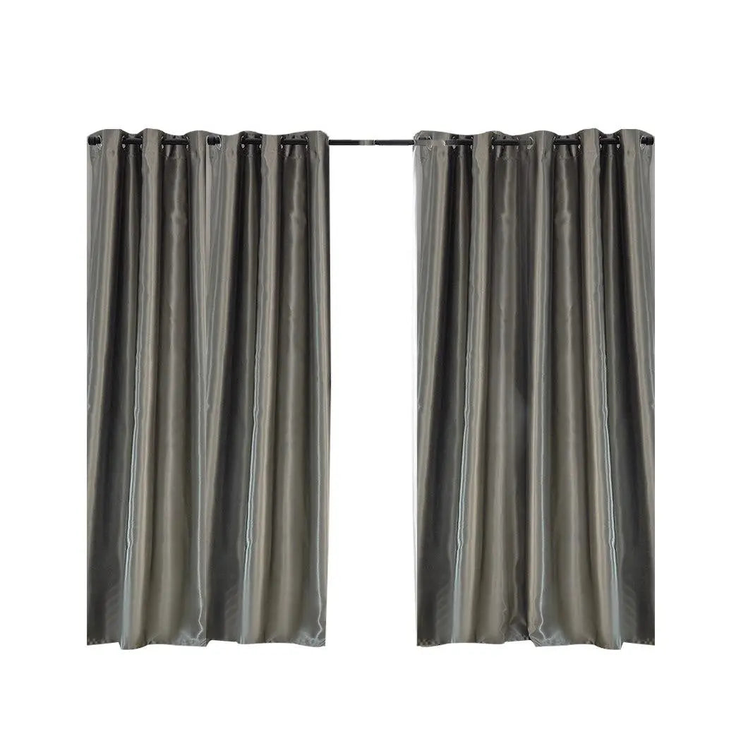 2X Blockout Curtains Blackout Curtain Bedroom Window Eyelet Grey 180CM x 213CM Deals499