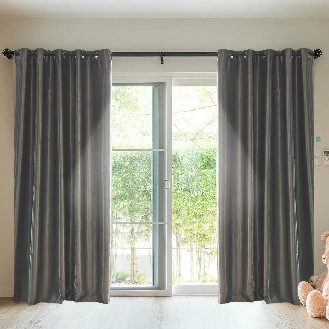 2X Blockout Curtains Blackout Curtain Bedroom Window Eyelet Grey 180CM x 213CM Deals499