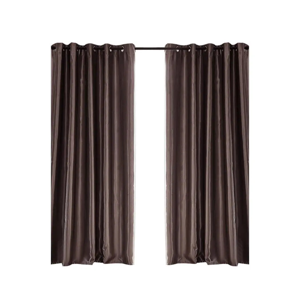 2X Blockout Curtains Blackout Curtain Bedroom Window Eyelet Taupe 140CM x 244CM Deals499