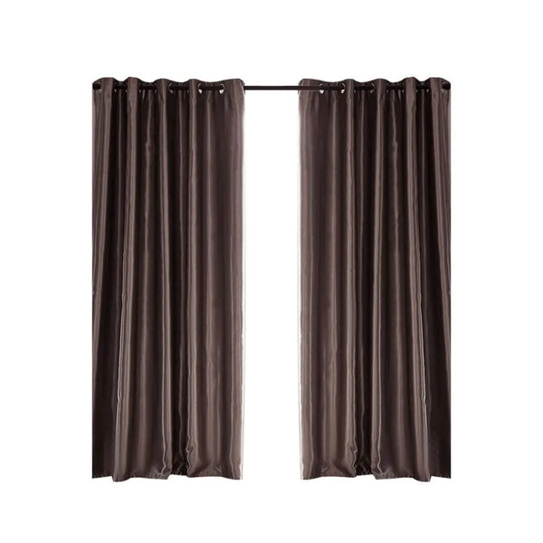 2X Blockout Curtains Blackout Curtain Bedroom Window Eyelet Taupe 140CM x 244CM Deals499