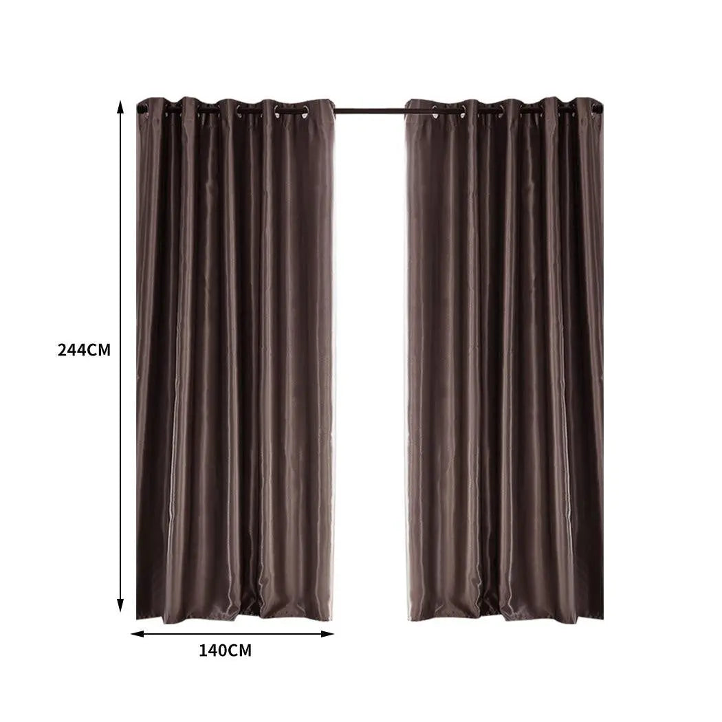 2X Blockout Curtains Blackout Curtain Bedroom Window Eyelet Taupe 140CM x 244CM Deals499