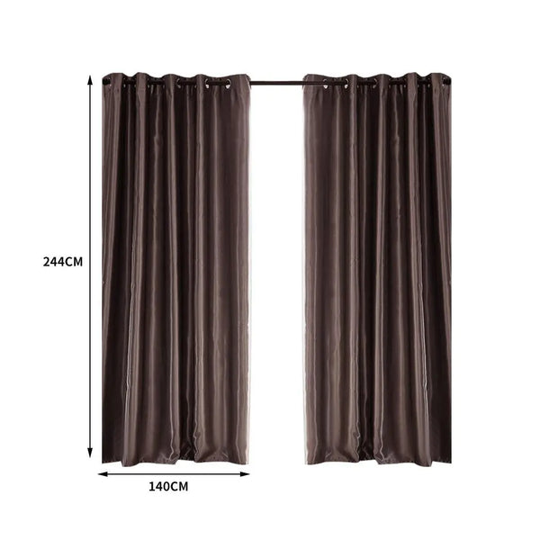 2X Blockout Curtains Blackout Curtain Bedroom Window Eyelet Taupe 140CM x 244CM Deals499