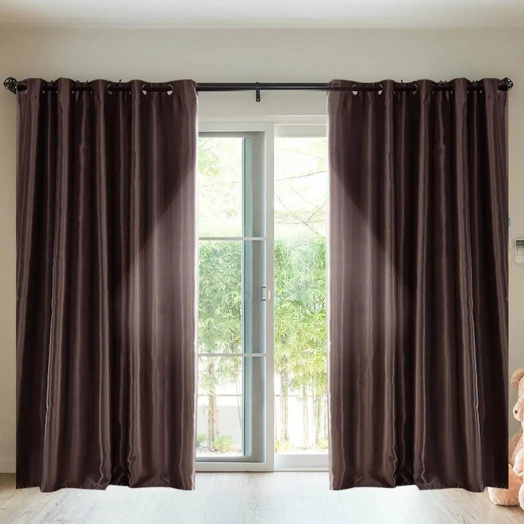 2X Blockout Curtains Blackout Curtain Bedroom Window Eyelet Taupe 140CM x 244CM Deals499