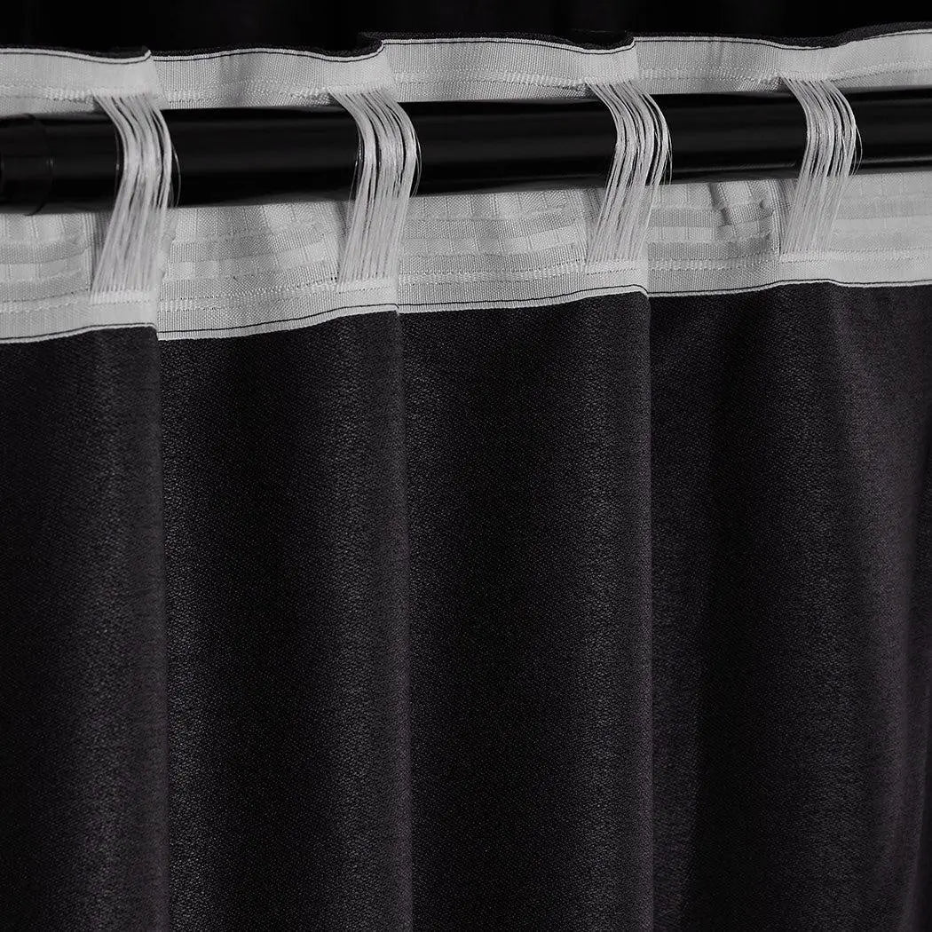 2X Blockout Curtains Curtain Blackout Bedroom 132cm x 213cm Black Deals499