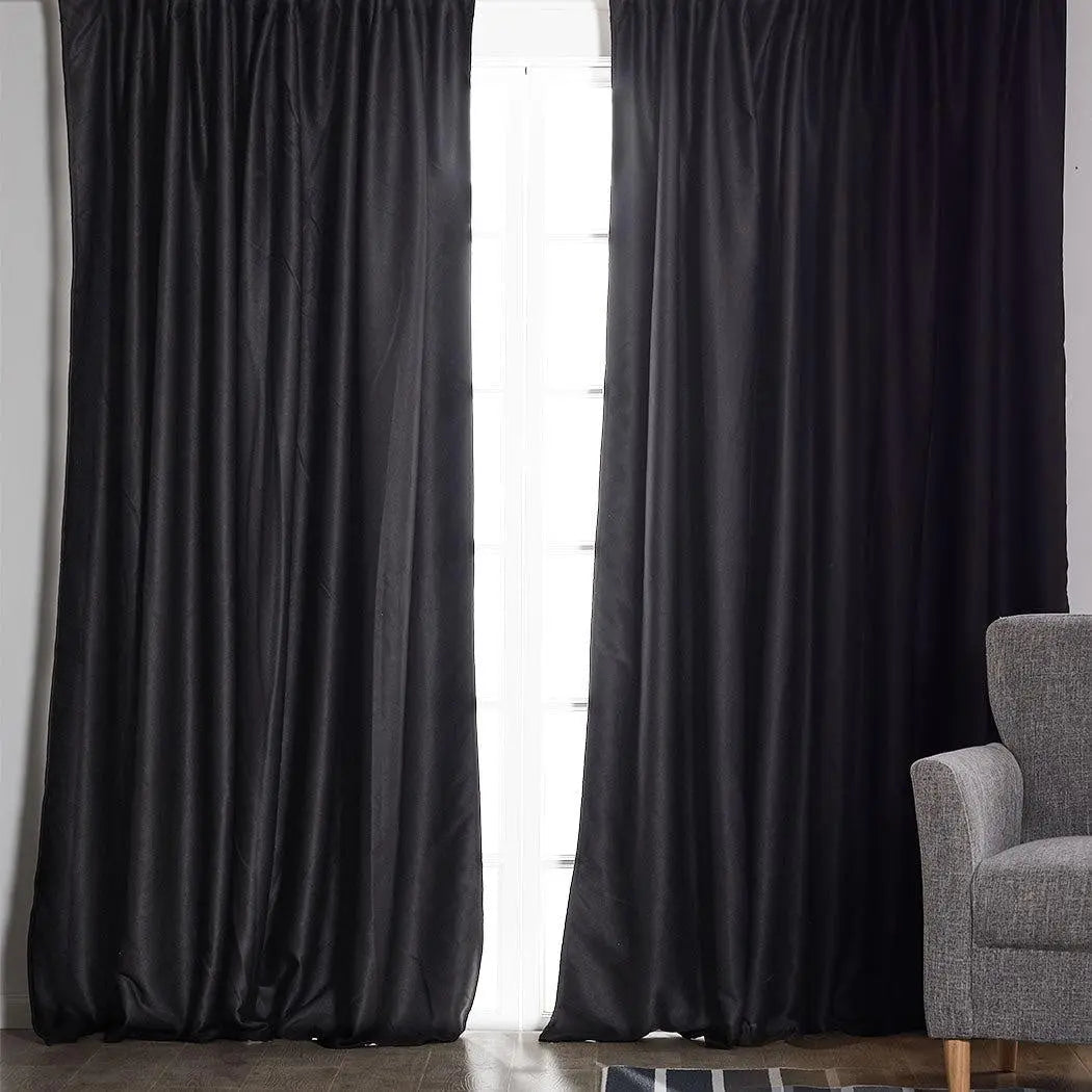 2X Blockout Curtains Curtain Blackout Bedroom 180cm x 230cm Dark Grey Deals499