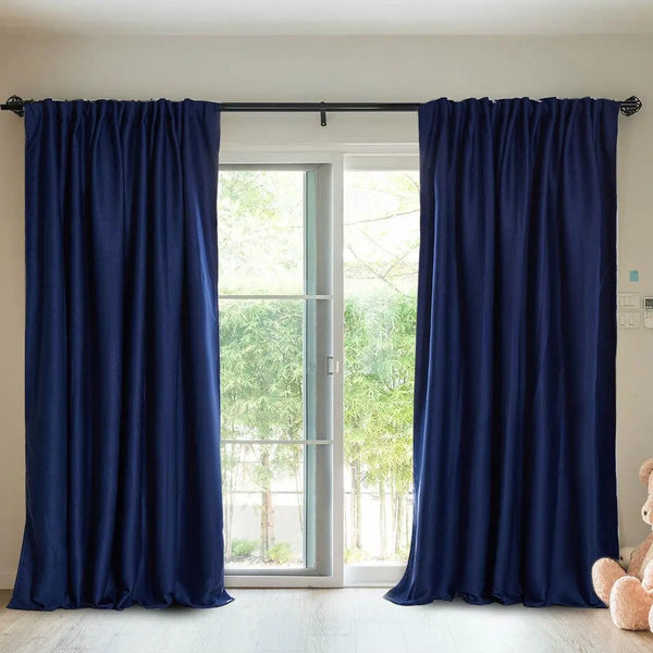 2X Blockout Curtains Curtain Blackout Bedroom 180cm x 230cm Navy Deals499