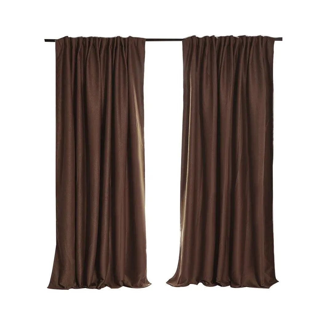 2X Blockout Curtains Curtain Blackout Bedroom 180cm x 230cm Stone Deals499